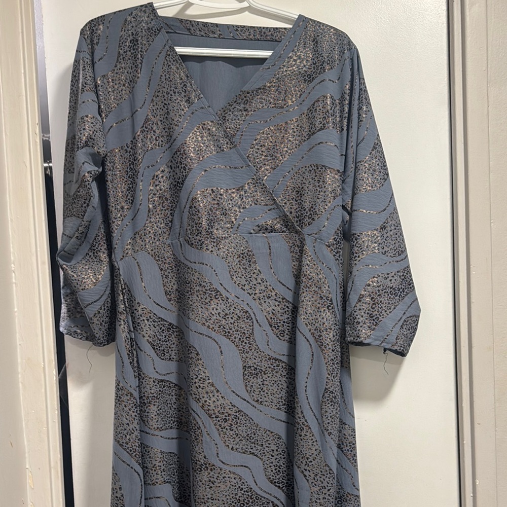 Blue and Gray Patterned Dress